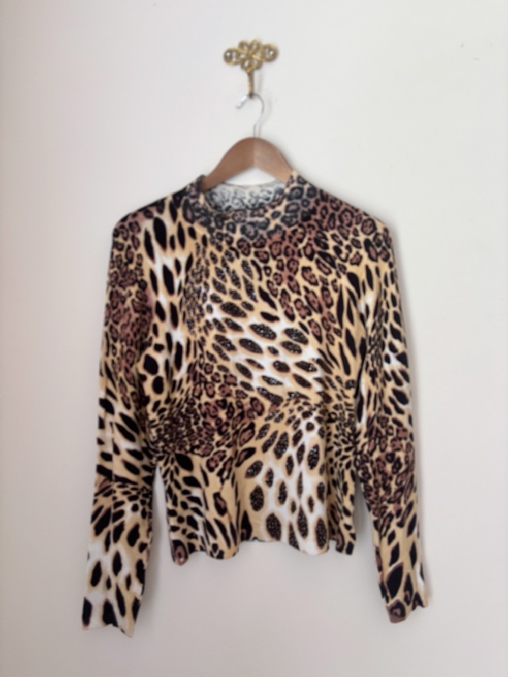 Dolce Cabo Beaded Leopard Print Pullover Sweater XL Mobwife NEW NWT